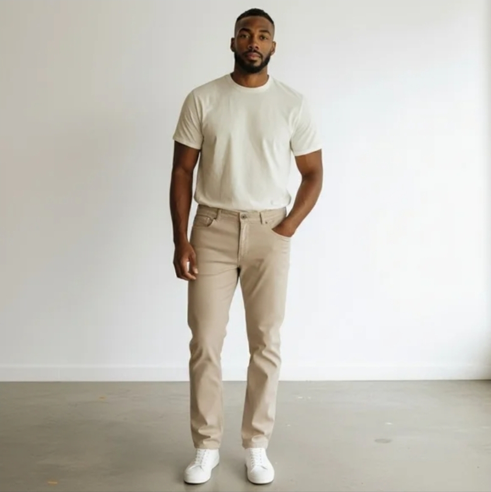 VRST Men's Crossover Slim Fit 5 Pocket Tan/Khaki 36x32